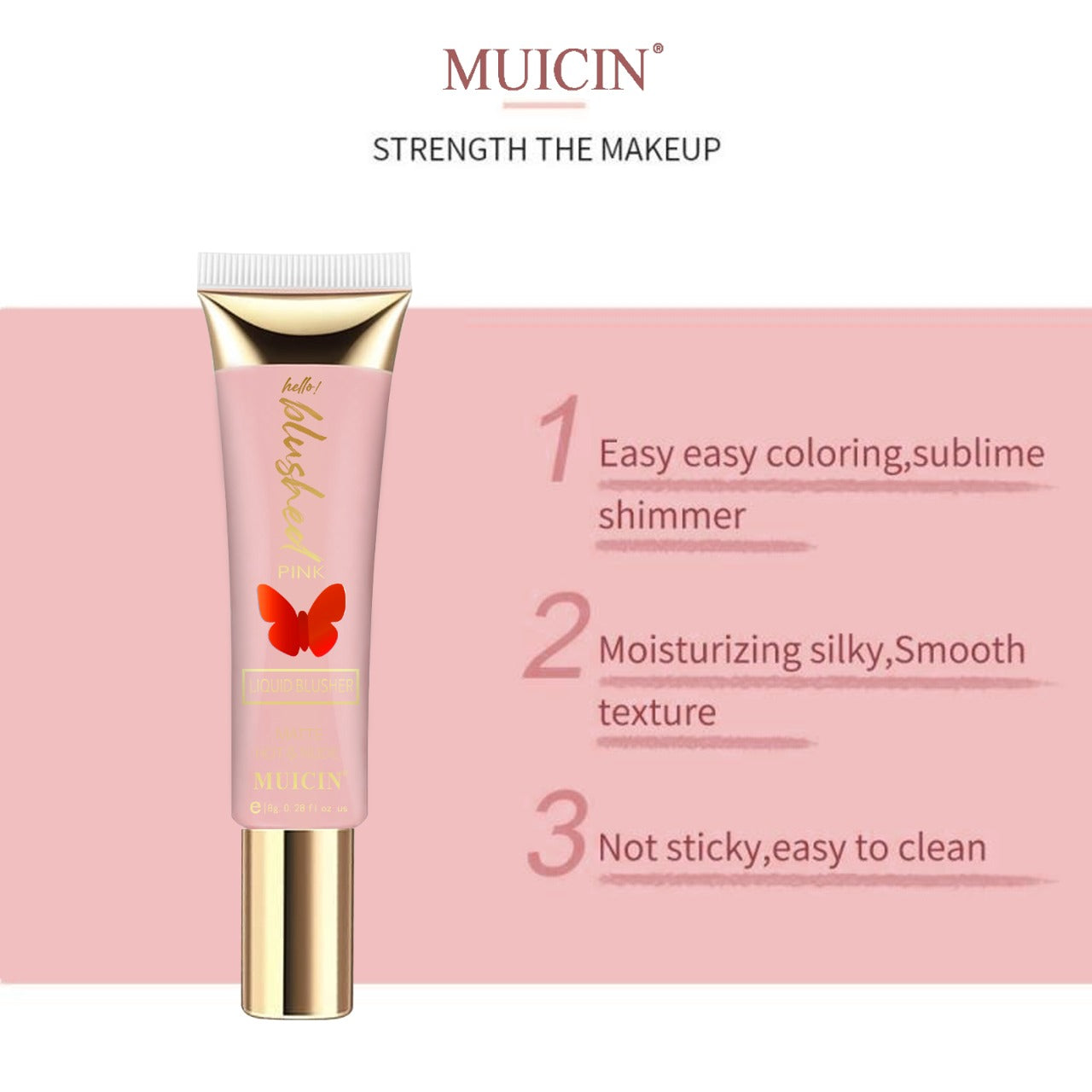 MUICIN - BUTTERFLY PINK BLUSHED TUBE - 8 G