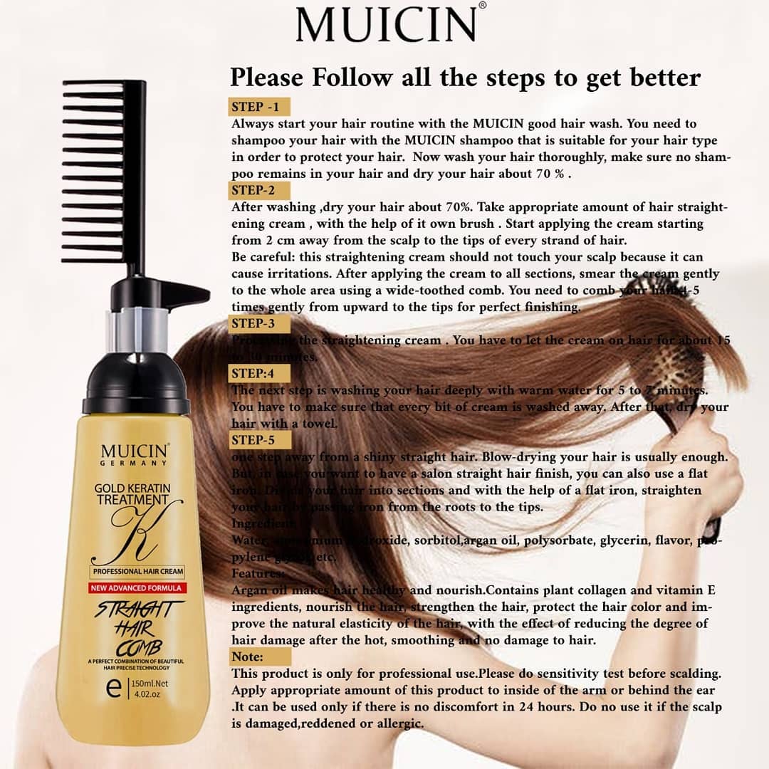 MUICIN STRAIGHT HAIR COMB GOLD KERATIN CREAM 150 