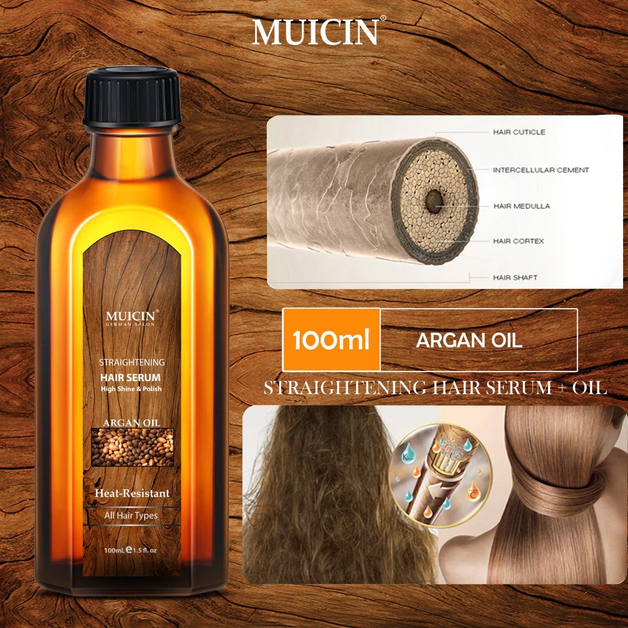 MUICIN ARGAN OIL HAIR STRAIGHTNING SERUM 100ML Serum