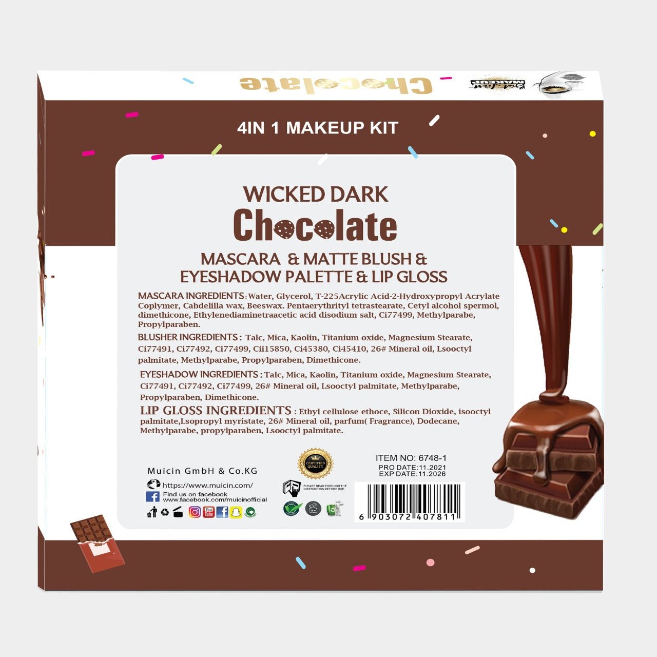 MUICIN WICKED DARK CHOCOLATE MAKE KIT Makeup Brushes